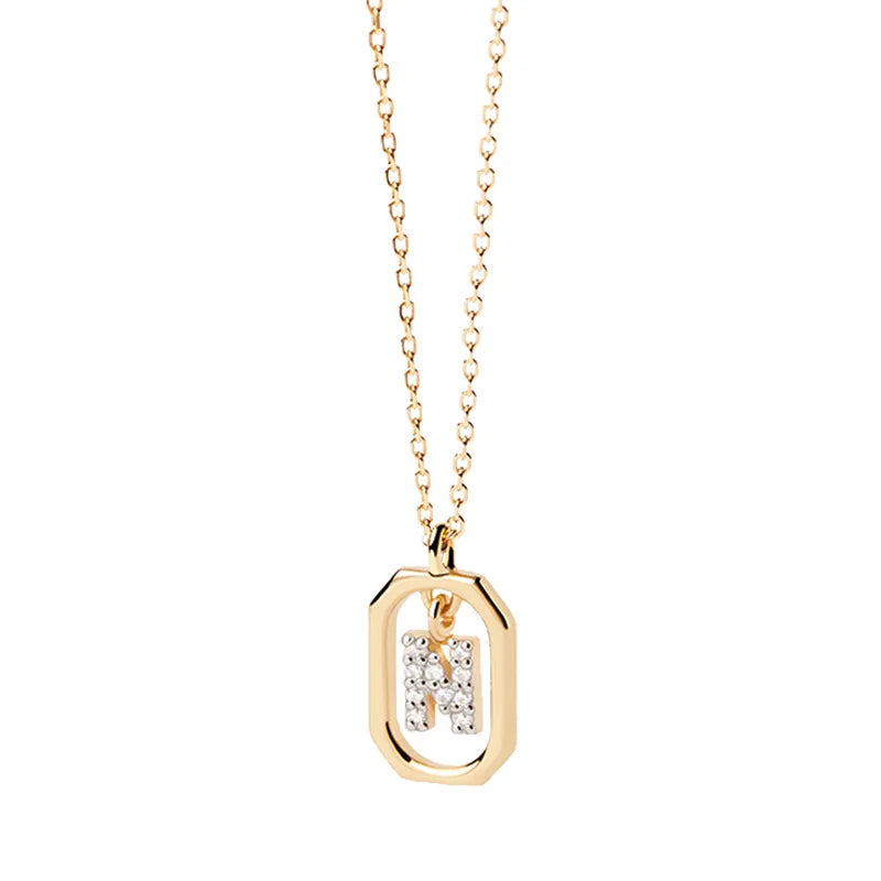 Women’s necklace with hexagonal initial pendant n