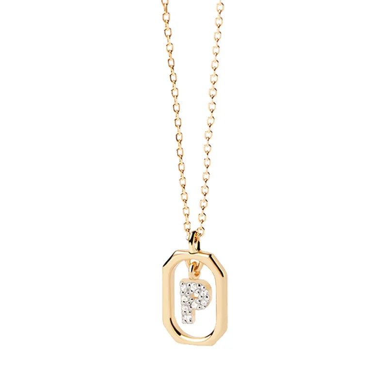Women’s necklace with hexagonal initial pendant p