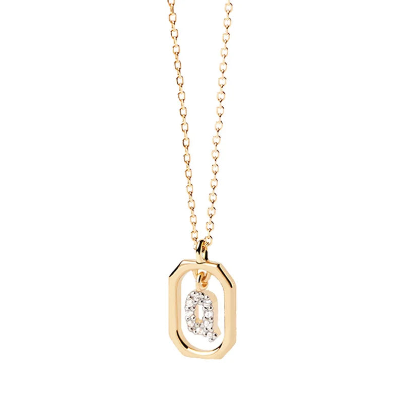 Women’s necklace with hexagonal initial pendant q