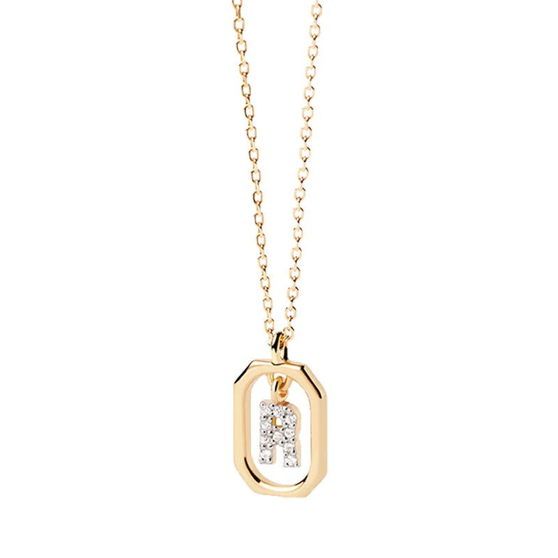 Women’s necklace with hexagonal initial pendant r