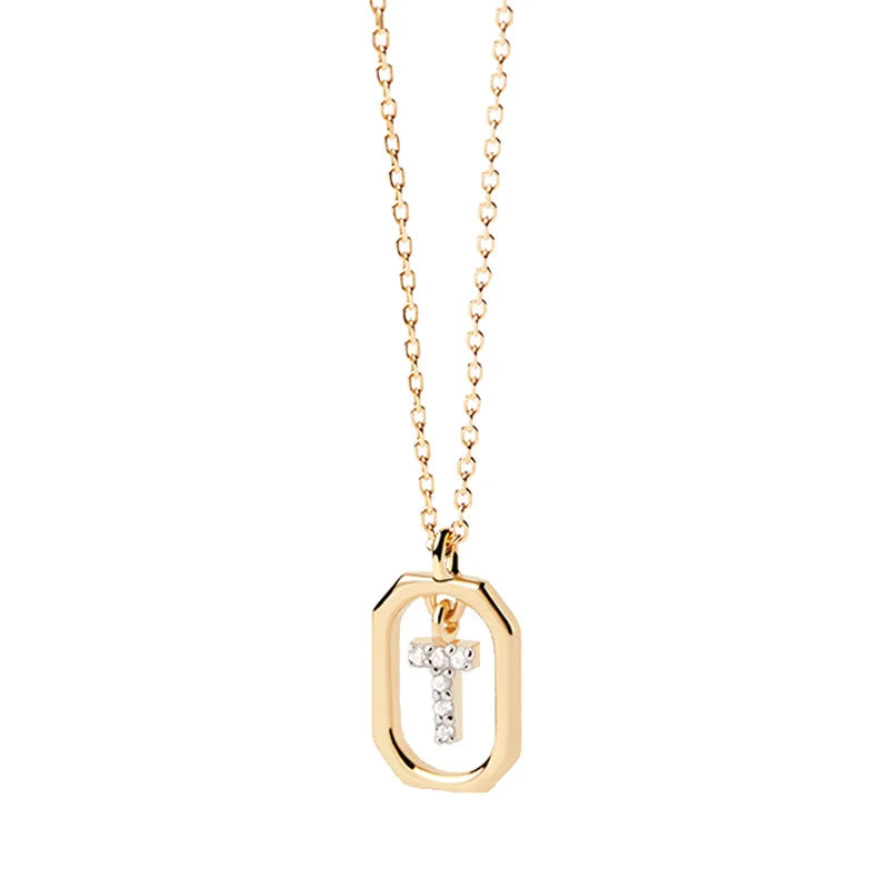 Women’s necklace with hexagonal initial pendant t