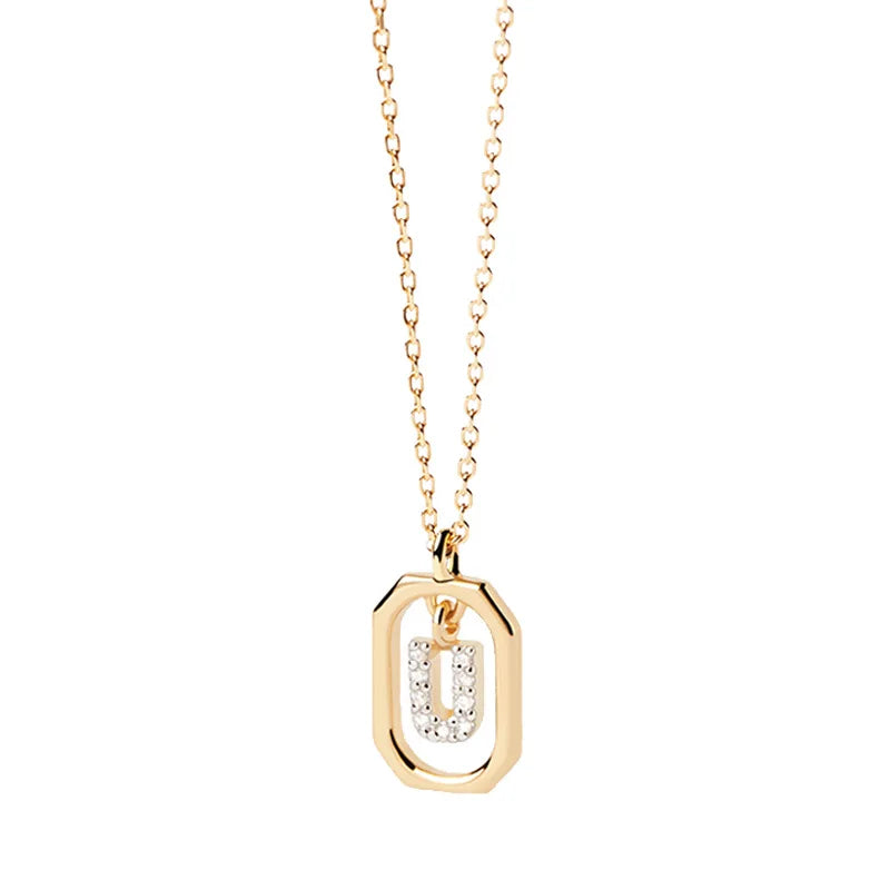 Women’s necklace with hexagonal initial pendant u