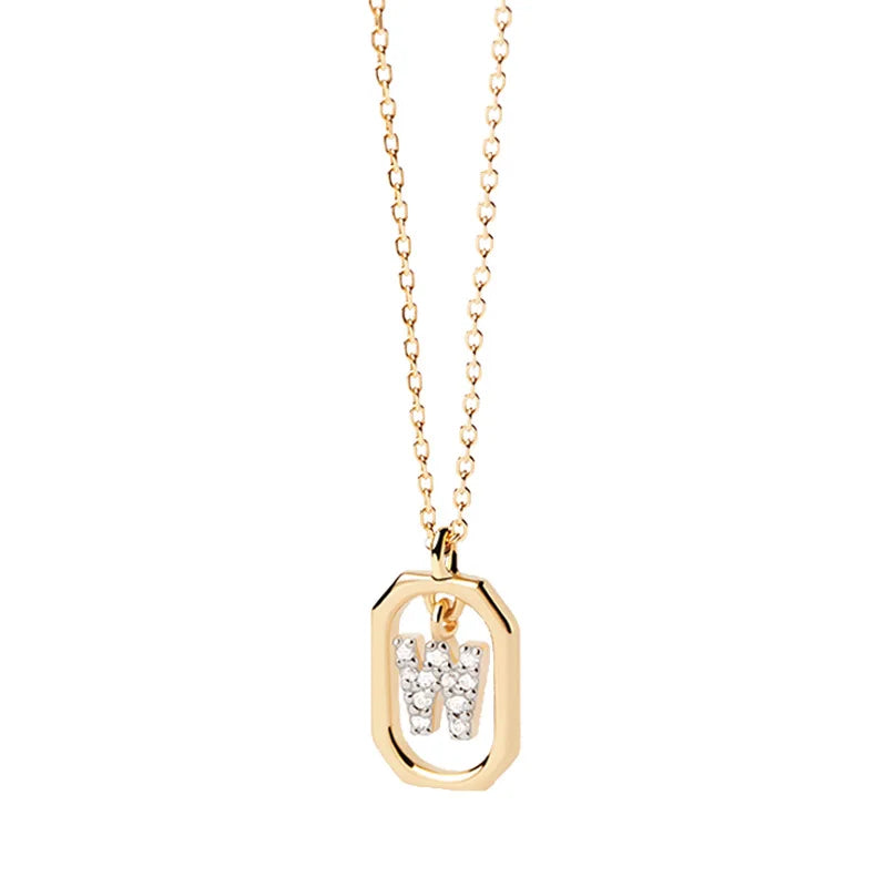 Women’s necklace with hexagonal initial pendant w