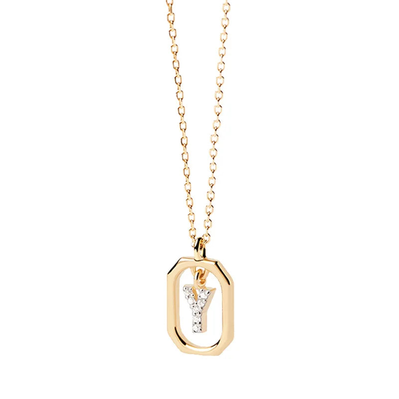 Women’s necklace with hexagonal initial pendant y