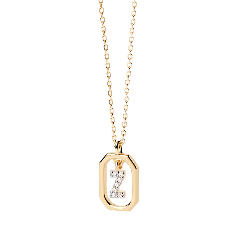 Women’s necklace with hexagonal initial pendant z