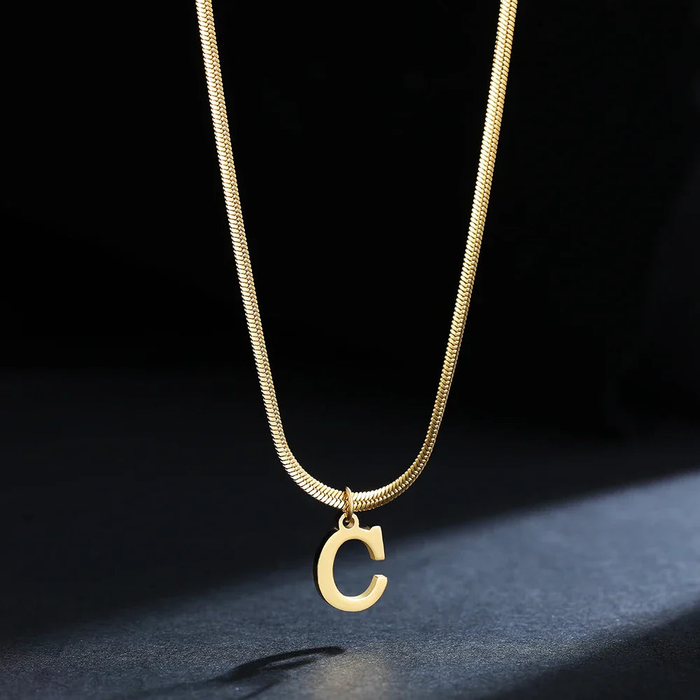 Women’s choker necklace with initial pendant c