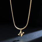 Women’s choker necklace with initial pendant n