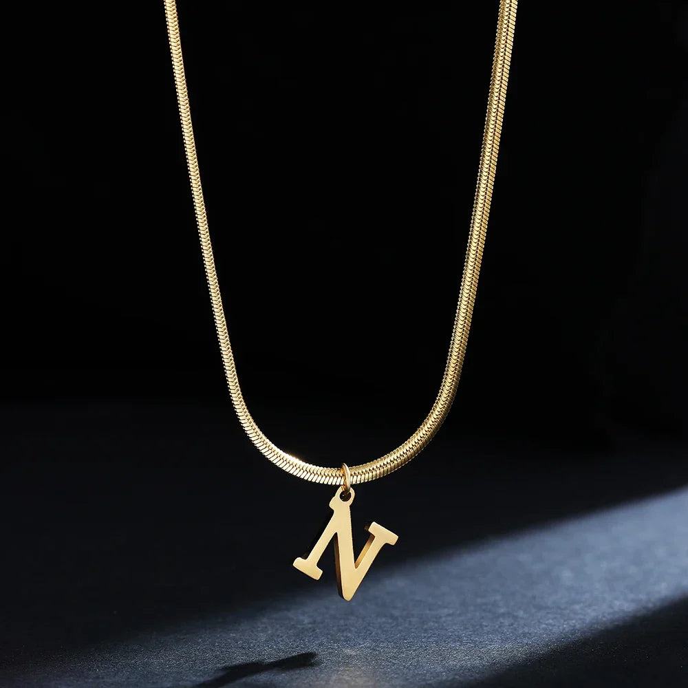 Women’s choker necklace with initial pendant n