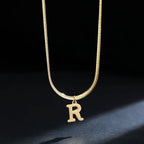 Women’s choker necklace with initial pendant r