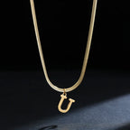 Women’s choker necklace with initial pendant u