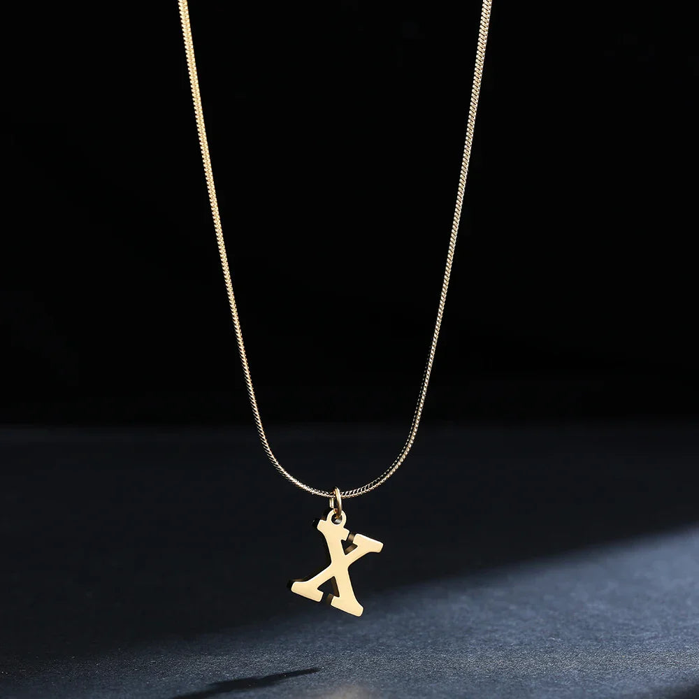 Women’s choker necklace with initial pendant x