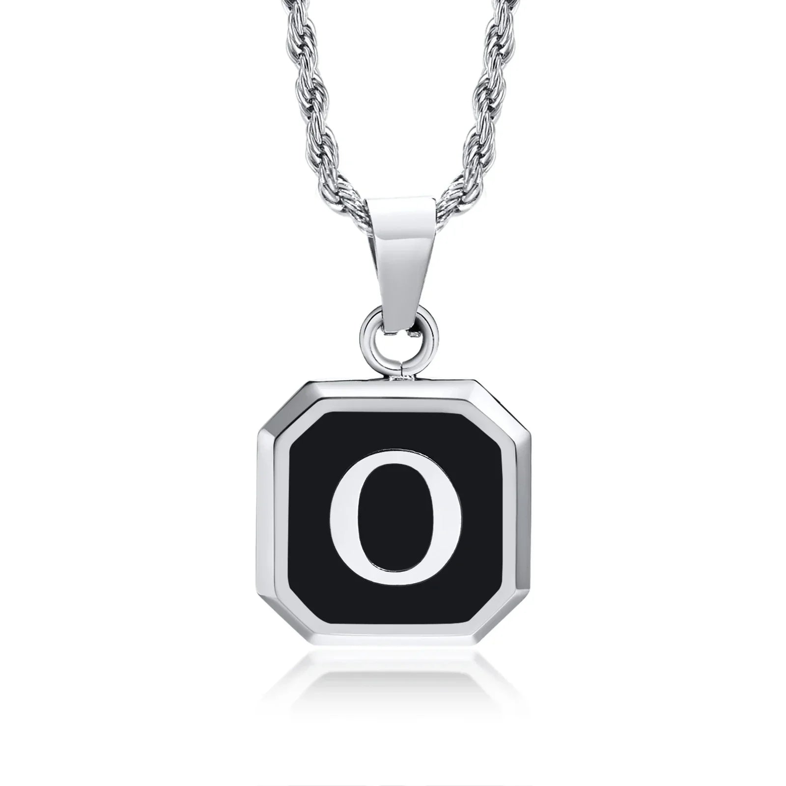 Men's necklace with hexagonal initial pendant o
