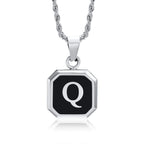 Men's necklace with hexagonal initial pendant q