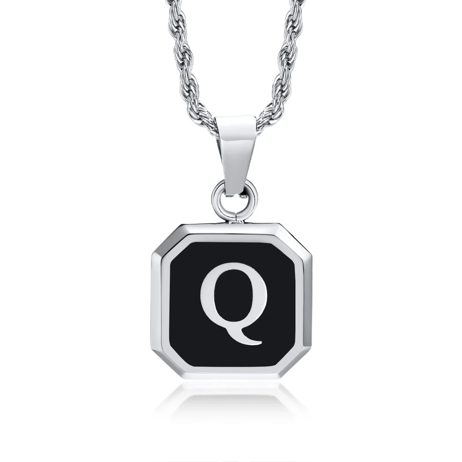 Men's necklace with hexagonal initial pendant q
