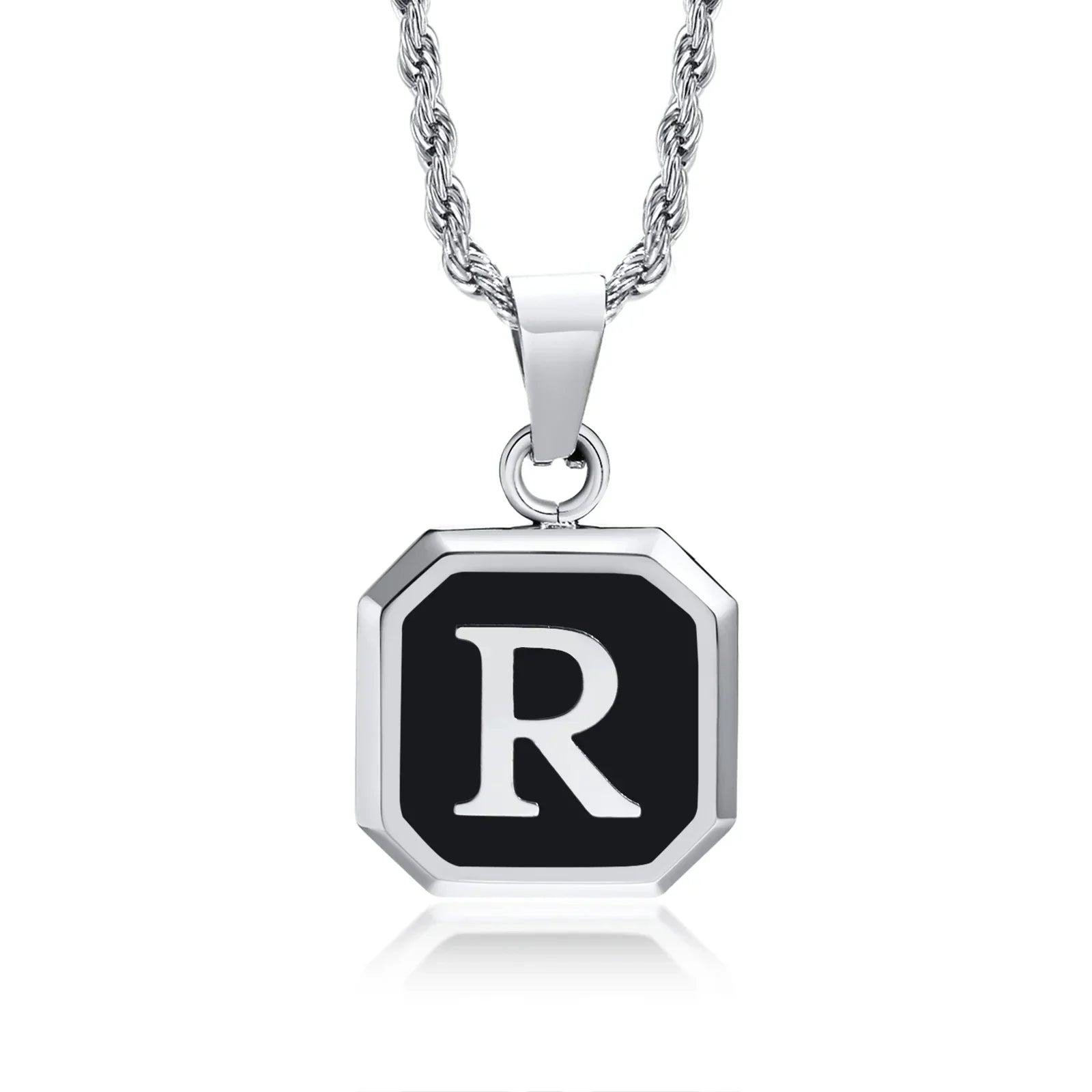 Men's necklace with hexagonal initial pendant r