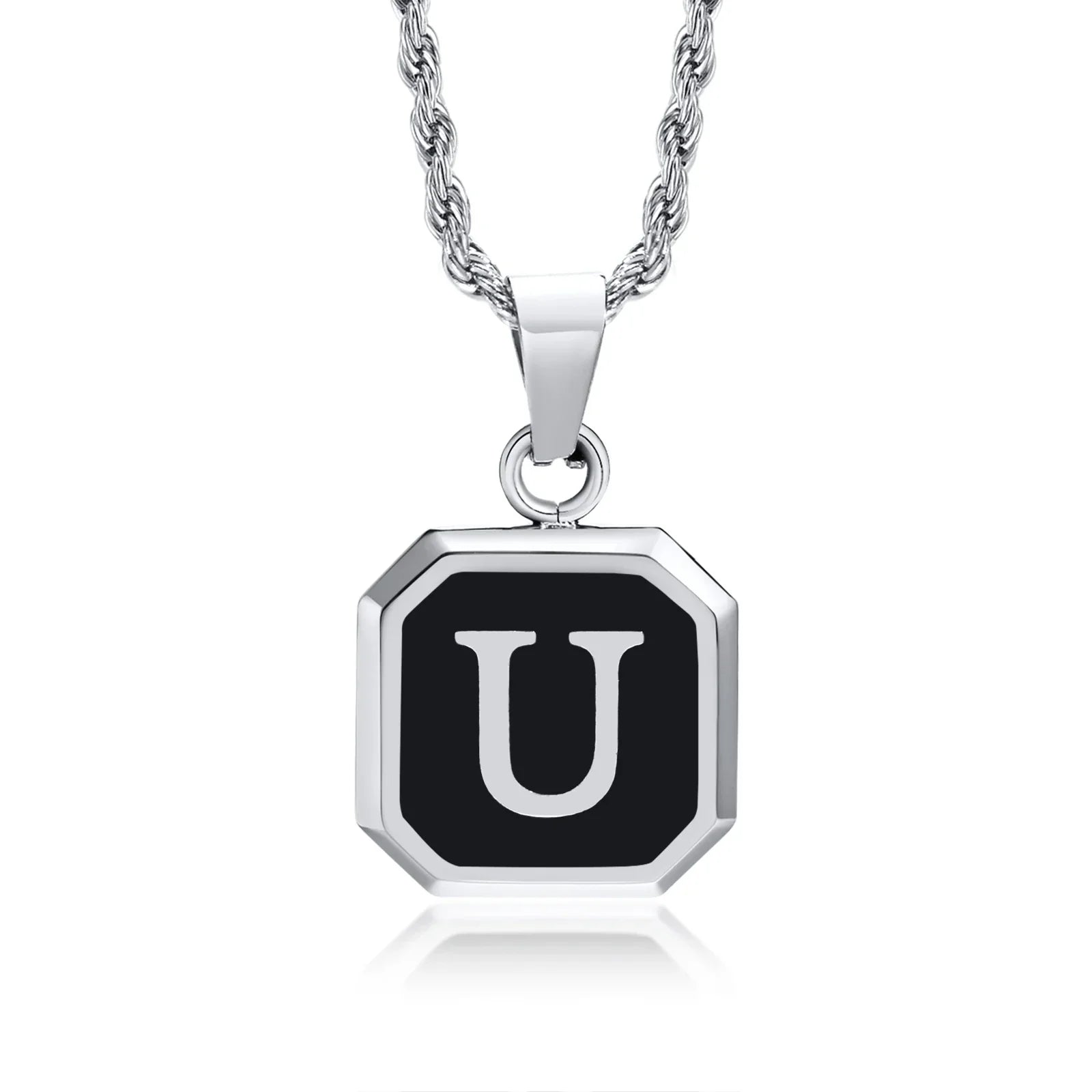 Men's necklace with hexagonal initial pendant u