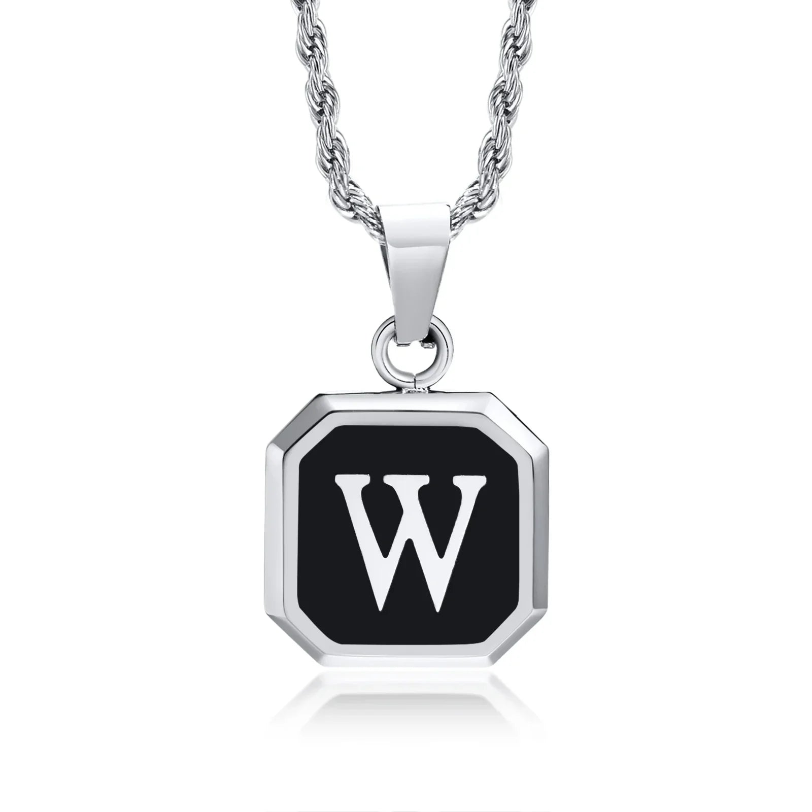 Men's necklace with hexagonal initial pendant w