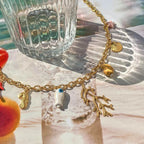 Coral and Shell Pendant Choker Necklace for Women