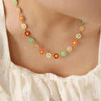 Choker Necklace with Daisy Flower Pendant
