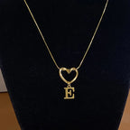 Choker necklace with initial and heart pendant - letter