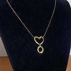 Choker necklace with initial and heart pendant - letter