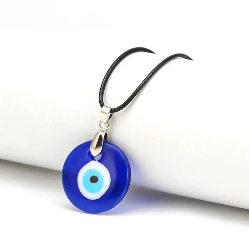 Blue Turkish Evil Eye Pendant Choker Necklace