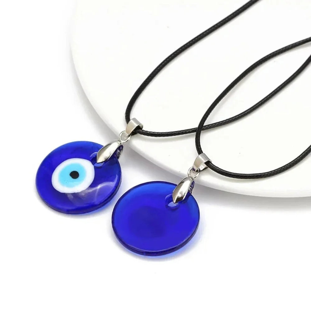 Blue Turkish Evil Eye Pendant Choker Necklace