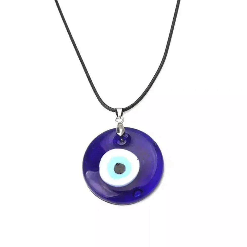 Blue Turkish Evil Eye Pendant Choker Necklace