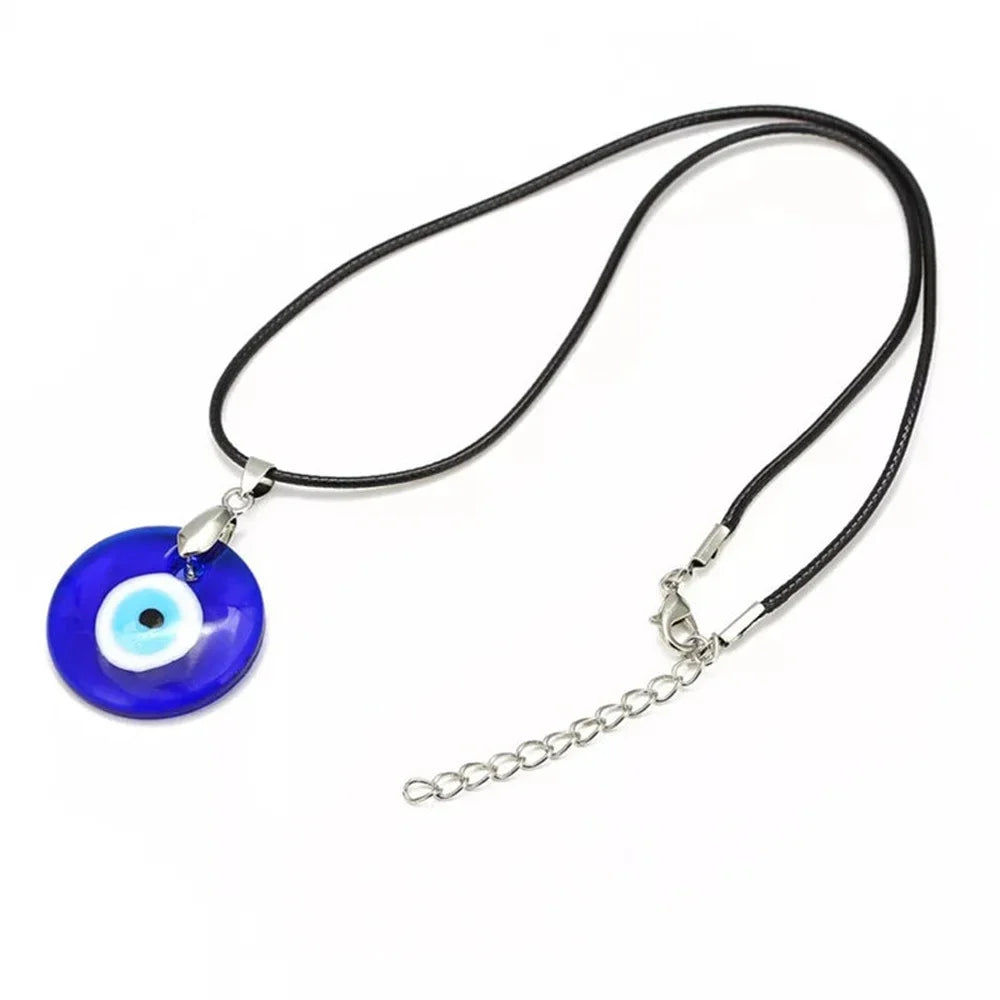 Blue Turkish Evil Eye Pendant Choker Necklace