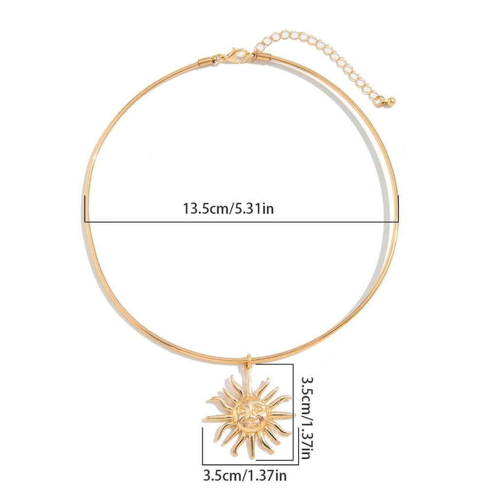 Sun Pendant Choker Necklace