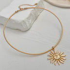 Gold Sun Pendant Choker Necklace