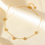 Necklace Choker with Four-Leaf Clover Pendants