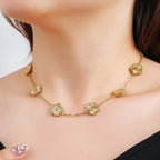 5-Leaf Clover Pendant Choker Necklace