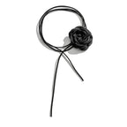 Elegant Choker Necklace with Large Black Rose Flower Pendant 1