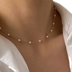 Women’s Choker Necklace with Gold Pearls