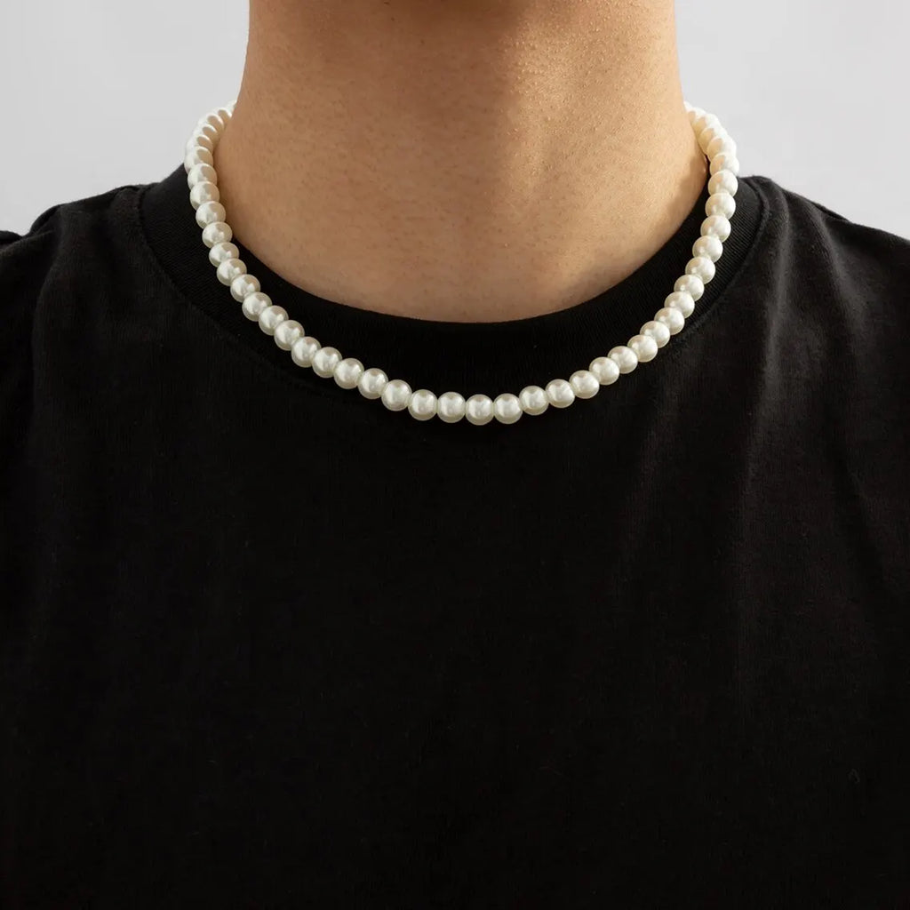 Men's Choker Necklace with Pearls