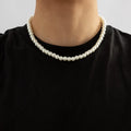 Men's Choker Necklace with Pearls