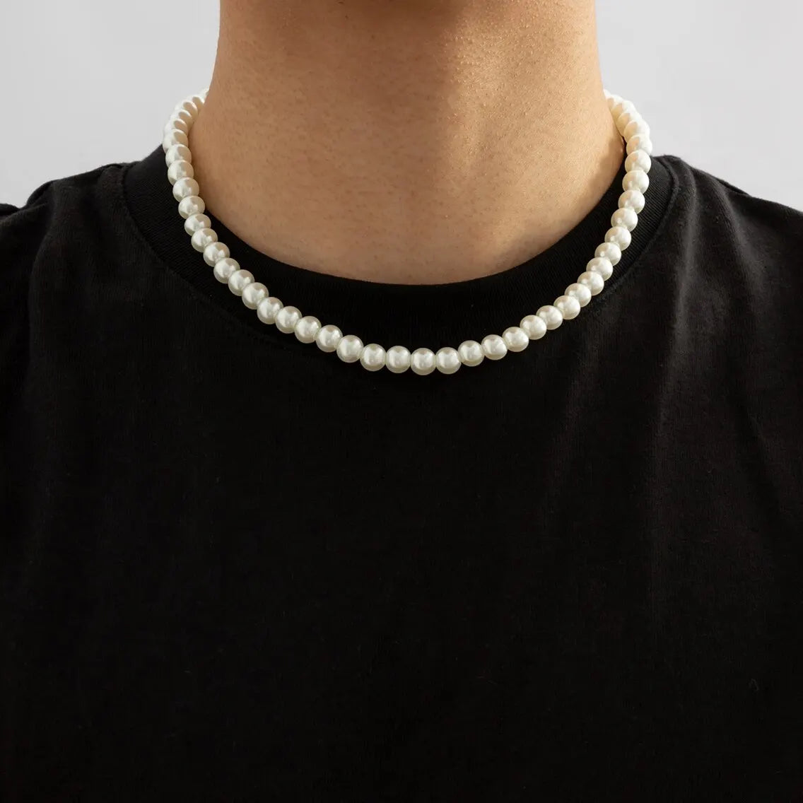 Men's Choker Necklace with Pearls