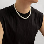 Men's Choker Necklace with Pearls