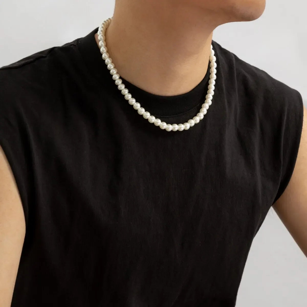 Men's Choker Necklace with Pearls