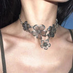 5-Petal Large Flower Pendant Choker Necklace