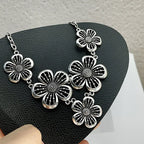 5-Petal Large Flower Pendant Choker Necklace