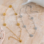 Silver Flower Pendant Choker Necklace