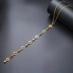 7 Chakras Zircon Stone Pendant Choker Necklace Gold