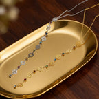 7 Chakras Zircon Stone Pendant Choker Necklace Gold