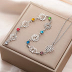 7 Chakras Zircon Stone Pendant Choker Necklace Silver