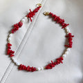 Red Coral Pendant Choker Necklace