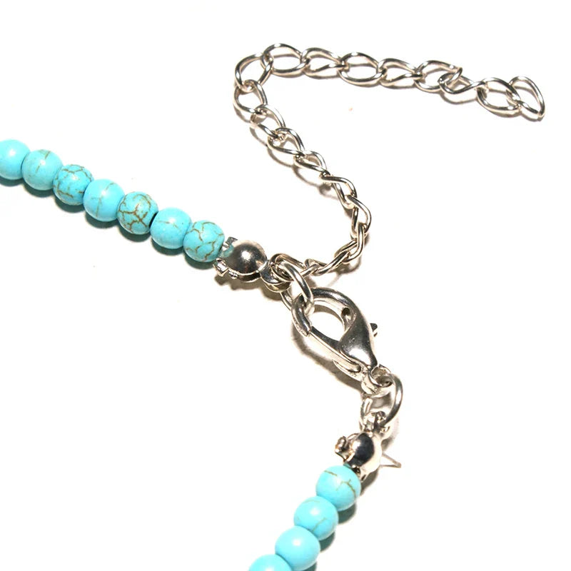 Choker Necklace Cross Pendant Natural Stone Women