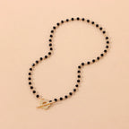 Floral Pendant Choker Necklace in Black and Silver