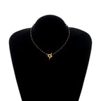 Floral Pendant Choker Necklace in Black and Gold